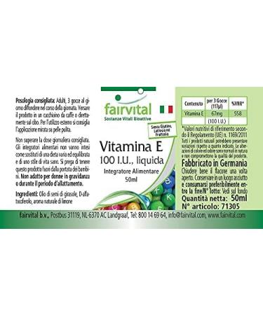 Buy Fairvital Vitamin E Oil 100 IU Drops - 1200+ Drops Vegan 50ml - International Shipping Available - Buy Online on GoSupps.com