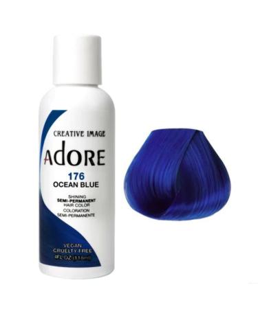 Adore Semi-Permanent Haircolor #176 Ocean Blue 4 Ounce (118ml) Ocean Blue 176 4 Count (Pack of 1)