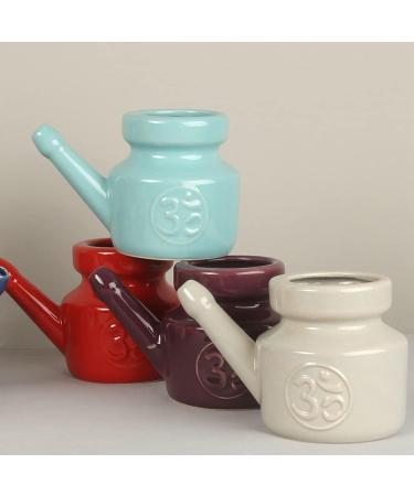 Frattina 350ml Ceramic Neti Pot for Nasal Rinsing - Durable Leakproof Spout - Grey - Buy Online on GoSupps.com