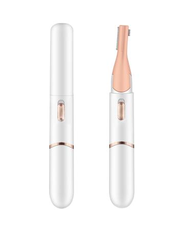 Electric Eyebrow Trimme 1 Set Double Blade Eyebrow Trimmer Pivoting Head Facial Hair Remover with Grooming Comb Eyebrow Shaver Rechargeable Trimmer for Women Eyebrows Lips White