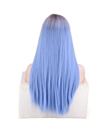 Buy BGHJUE Dark Rooted Ombre Blue Straight Synthetic Wig for Ladies - Stylish Middle Parting - Buy Online on GoSupps.com