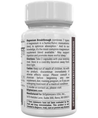 Magnesium Breakthrough 4.0 Supplement - 60 Capsules | Natural Energy Support - Buy Online on GoSupps.com