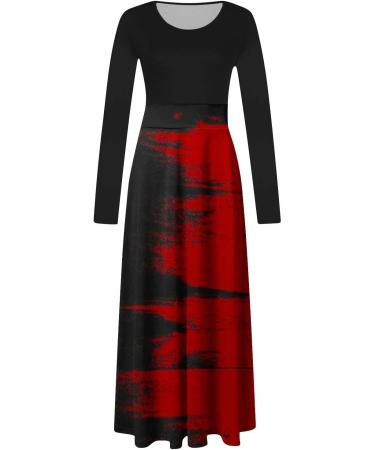 Yihaojia Womens Fall Dresses Crewneck Long Sleeve Maxi Dress High Waist Loose Halloween Graphic Long Dress Party Dress Red#10 Small - Buy Online on GoSupps.com