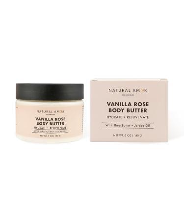 Natural Amor Vanilla Rose Body Butter with Shea Butter & Jojoba Oil Deep Moisturizing Cream for Dry Skin Non-Greasy Daily Skincare for Women & Men 5oz Vanilla 5 Ounce (Pack of 1) - Buy Online on GoSupps.com