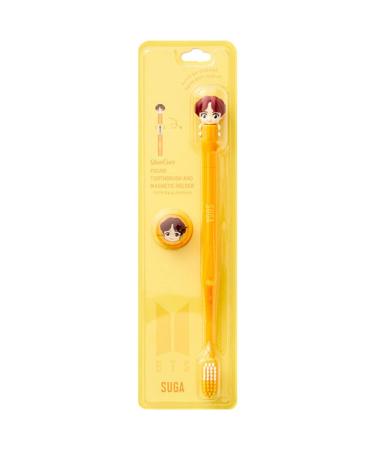 BTS Official Merchandise  Fans Gift - K-Pop Idols Goods - BTS Character Figure Toothbrush with Convenient Magnetic Holder (Suga)