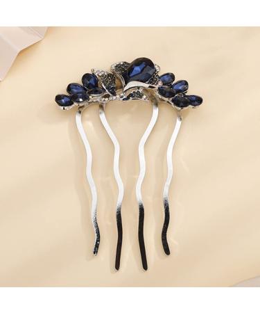 Wedding Crystal Teardrop Hair Comb - Deep Blue Rhinestone Bridal Headpiece - Buy Online on GoSupps.com