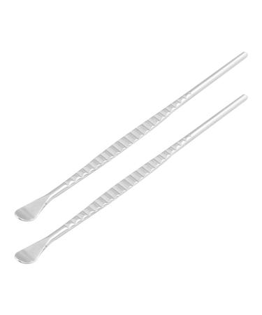 Qtqgoitem Good Performance Handle Silver Tone Metal Earpick Curette Ear Wax Remover 2 Pcs (Model: fbb 2cc fa2 722 374)