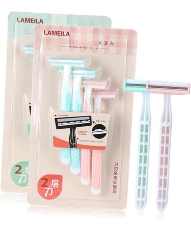 MUSISALY 4 Pieces Women Double Body Hair Shavers with Nonslip Handle Protective Pads Durable Razors for Armpits Legs Green Pink - Buy Online on GoSupps.com