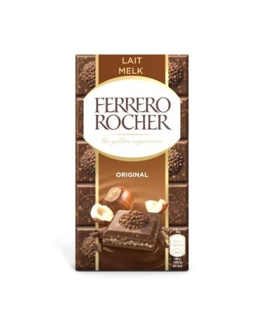 G n rique Ferrero Rocher - Original Milk Chocolate Bar - 90g A delicious blend of fine chocolate and crunchy hazelnuts - Sweet Grocery. - Pack of 4