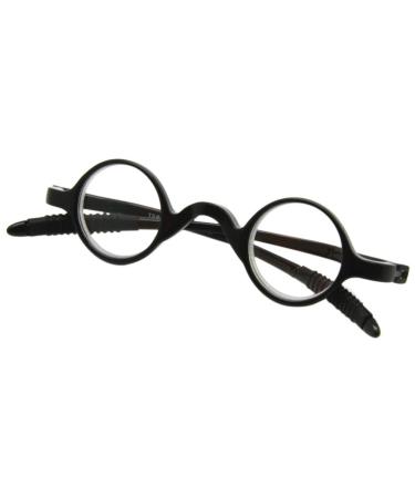 Meijunter Men Women Reading Glasses Small Round Frame Reader Reading Glasses +1.0 +1.5 +2.0 +2.5 +3.0 +3.5 +4.0 Black 1.0 x