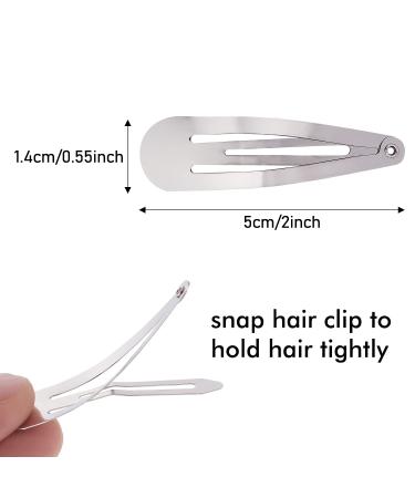 100 Pack Bulk 2 Inch Snap Metal Hair Clips Barrettes - Silver Hairpins for Craft DIY - Women, Girls, Kids - Buy Online on GoSupps.com