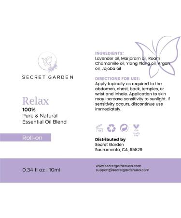 Relax Essential Oil Roll On 10ml - Lavender Aromatherapy Massage Skincare - Premium Essential Oil Roller by Secret Garden - Buy Online on GoSupps.com