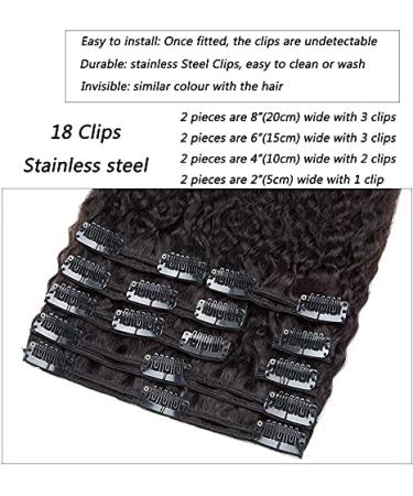 Rich Choices Afro Kinky Straight Clip-In Hair Extensions - 20cm 95g #1B Natural Black 8PCs with 18 Clips - Real Hair for Volume & Style - Buy Online on GoSupps.com