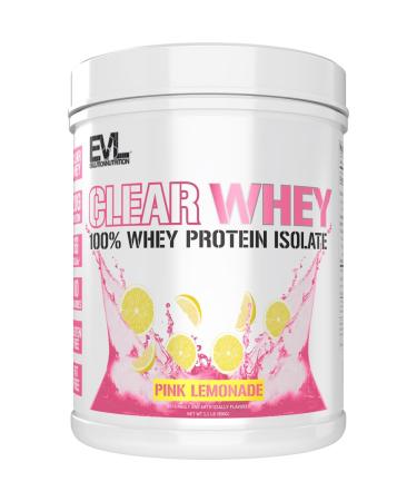 Evlution Nutrition Clear Whey - 100% Whey Protein Isolate - for Muscle Growth Strength & Recovery - 20g Isolate Protein Per Serving - Fast Absorbing - Gluten & Fat Free - 1.1lb - Pink Lemonade