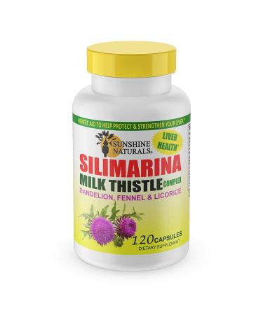 Sunshine Naturals Milk Thistle Complex. Dietary Supplement to Protect and Strengthen your Liver. Dandelion Fennel and Licorice. 600 mg. 120 Capsules