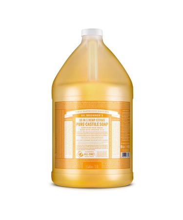 Dr. Bronner s - Pure-Castile Liquid Soap (Citrus  1 Gallon) - Made with Organic Oils  18-in-1 Uses: Face  Body  Hair  Laundry  Pets and Dishes  Concentrated  Vegan  Non-GMO Citrus 128 Fl Oz (Pack of 1)