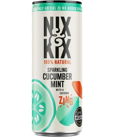  NIX AND KIX Nix & Kix Cucumber & Mint (12 x 250ml) - No Added Sugar - Low Calorie - Vegan - No Artificial Sweeteners Low Carb Sparkling Natural Soft Drink - Buy Online on GoSupps.com