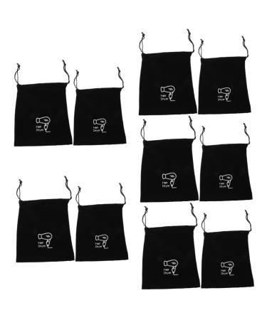 BIUDECO 10 Pcs Storage Bag Hair Dryer Storage Organizer Toiletry Organizer Travel Hair Black Flocking Cloth