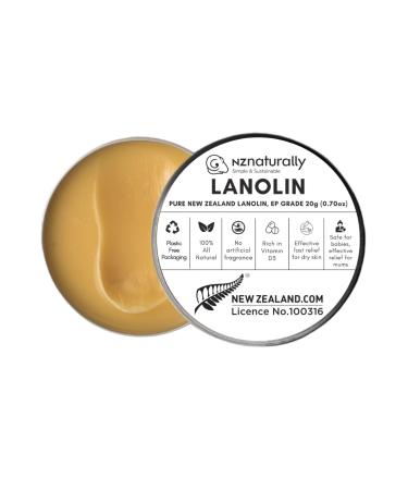 Pure New Zealand Lanolin EP Grade Nipple Cream for Breastfeeding Pain and Fast Relief for General Dry Skin Conditions All Natural No Artificial Fragrance Rich in Vitamin D3 20g