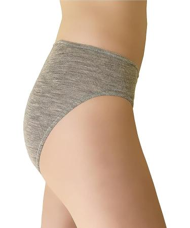 Womens Medium Grey Melange Thermal Panties Briefs - Moisture Wicking Merino Wool Silk - Buy Online on GoSupps.com