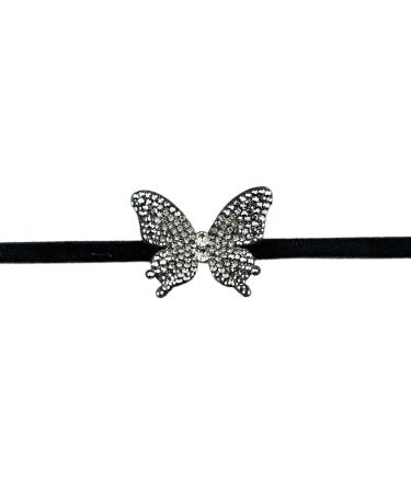South Kieling glittering rhinestone inlaid butterfly choker chains stylish black chain choker necklace decoration trendy necklaces silver