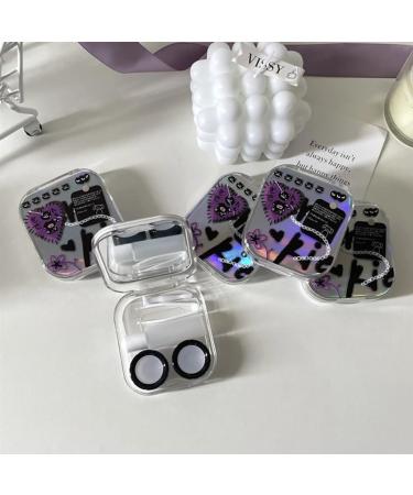 KCHYCV Laser Bear Contact Lens Case | Stylish Beauty Lens Organizer Travel Set | Perfect Gift for Girls - White Color - Buy Online on GoSupps.com