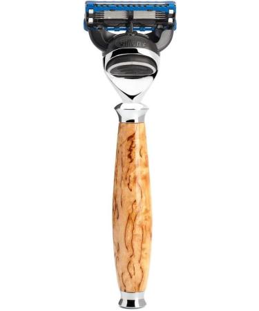 M HLE Purist Shaving Set - Silvertip Badger + Gillette Compatible - Karelian Curly Birch | Premium International Shipping - Buy Online on GoSupps.com