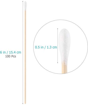 100 Pcs Cotton Swabs - Long Wooden Handle Medical Ear Cleaning & Wound Care Buds - Buy Online on GoSupps.com