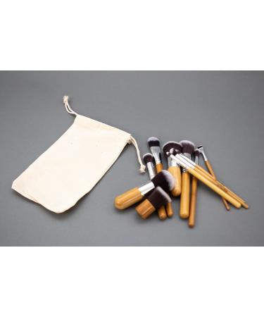 VVStudio 11 Pcs Bamboo Makeup Brush Set - Foundation Powder Blending & Concealer Brushes & Organizer Pouch | International Shipping - Buy Online on GoSupps.com