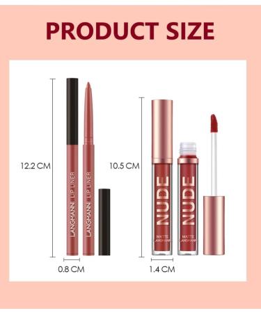 LANGMANNI 6 Matte Lipstick with 6 Lipliners Durable Makeup Set Long-Lasting Non-Stick Cup Not Fade Waterproof Pigmented Velvet Lipgloss Kit Beauty Cosmetics Makeup Gift for Girls (#B) - Buy Online on GoSupps.com