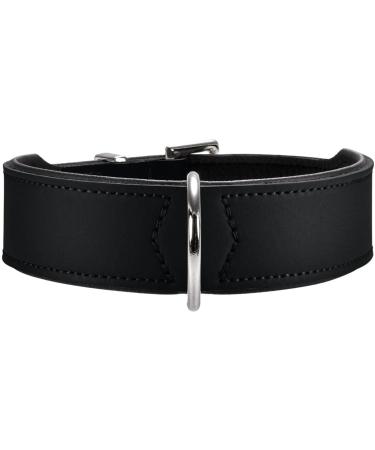 Hunter Basic dog collar coated gap leather synthetic leather simple robust weather -resistant 55 (m) black 55 (m) black