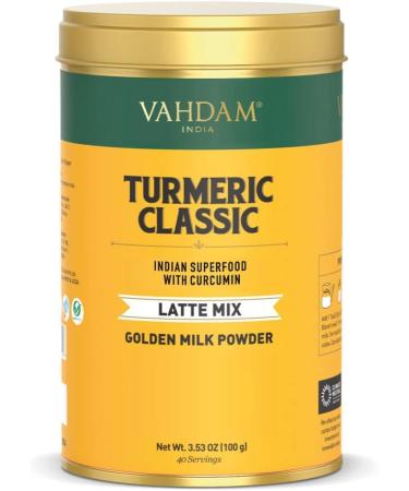 VAHDAM Golden Milk Tea - Turmeric Latte 3.53 Oz (40 Cups) | Caffeine-Free Turmeric Latte Mix with Curcumin | Natural Sweetener | Hot/Iced Tea or Turmeric Latte - Buy Online on GoSupps.com