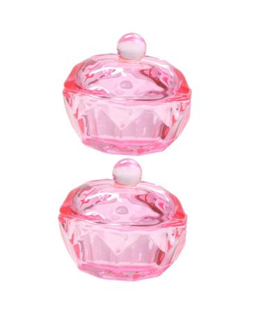 Minkissy 2pcs dappen DIPH with lid glass dappen DISH Glass cup with lid acrylic liquid holder Liquid monomer DISH for acrylic nails glass monomer dish liquid monomer glass DISH manicure 4.2x4.2cm rose
