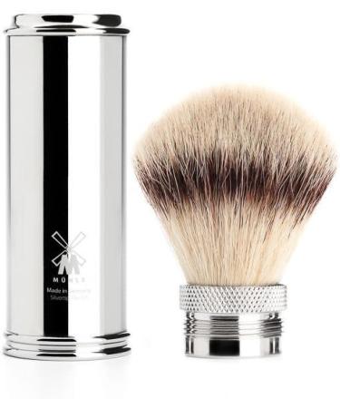 M HLE Travel Shaving Brush - Handmade Silvertip Fibre Chrome-Plated Metal Handle | Premium International Shipping - Buy Online on GoSupps.com