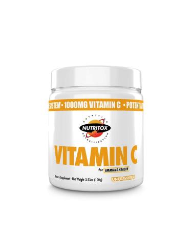 Nutritox Vitamin C Powder Supplement - Pure Ascorbic Acid - Non-GMO - Unflavored Powdered Vitamin C - 100 Servings
