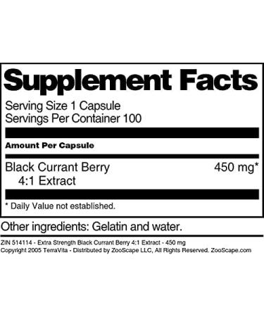 Extra Strength Black Currant Berry 4:1 Extract - 450 mg (100 Capsules ZIN: 514114) - Buy Online on GoSupps.com