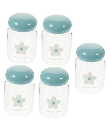 Alipis 5pcs Water Cup Bottles with Caps Cold Drink Bottles Glass Coffee Mugs Clear Milk Bottles Beverage Containers Terrarium Iced Coffee Cup Seal Flower Tea Cup High Borosilicate Student