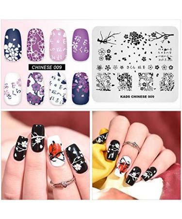 KADS Nail Stamping Plate Chinese Style Plum Flower Template - Nail Art Decoration (CN009) CH009 - Buy Online on GoSupps.com
