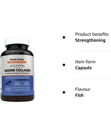 Marine Collagen 1400mg Capsules with Biotin, Hyaluronic Acid, Vitamin C & E for Skin, Hair & Joints | Type 1 Collagen from Sustainable North Sea Fish - Buy Online on GoSupps.com