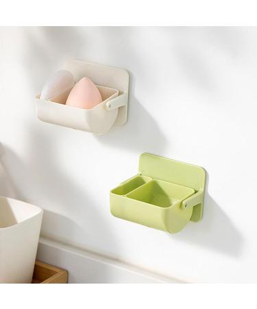 dijiusidy Makeup Sponge Bracket Portable Drill-free Wall-mounted Self-adhesive 2 Compartment Removable Puff Draining Holder - Buy Online on GoSupps.com