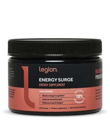 LEGION Energy Supplement - Unflavored Energy Drink Powder - Caffeine Powder with Taurine & Vitamin B Complex - Naturally Sweetened Energy Powder for Healthy Energy Drinks (120g)