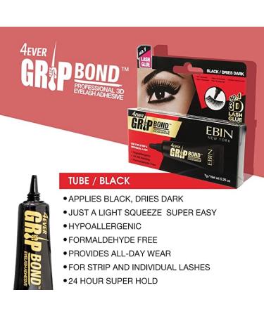 Grip Bond Black Latex Eyelash Adhesive 0.25oz - Dries Dark, 2 Pack - Buy Online on GoSupps.com