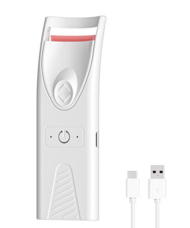 Heated Eyelash Curler Electric Heated Lash Curler Rechargeable (No Need Batterys Replace) Tiny&Compact Perfect for Women Make a Lasting Eyelashes in a minute Heated-Eyelash-Curler-Rechargeable White