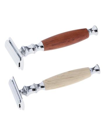 Premium Wooden Handled Double Edge Razor for Mustache - 12.5 x 4.5 cm - Eco-Friendly Shaving Solution - Buy Online on GoSupps.com