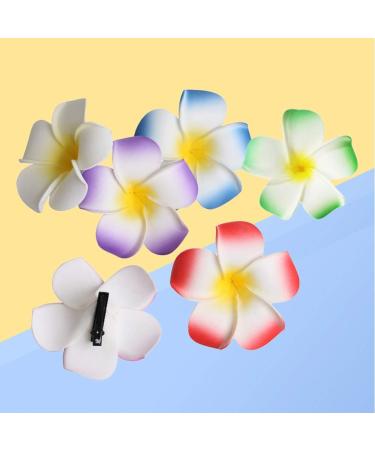 Pretyzoom Hawaiian Plumeria Hairpins - 12-Piece Tropical Hair Clip Set for Beach Weddings & Parties - 9cm Mixed Colors - Buy Online on GoSupps.com