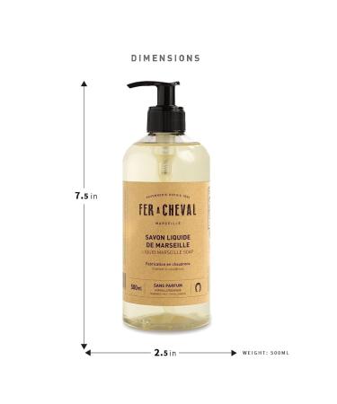 Fer Cheval Marseille Liquid Soap Unscented Fragrance-Free Savon De Marseille Soap Hypoallergenic Luxury French Liquid Soap 16.9 Fl oz (3 Pack) - Buy Online on GoSupps.com