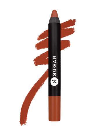 SUGAR Cosmetics Matte As Hell Crayon Lipstick - 16 Claire Underwood (Burnt Orange) with Sharpener Highly Pigmented  Creamy Texture  Long Lasting Matte Finish