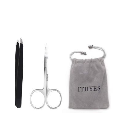 Ityes tweezers eyebrow tweezers set eyebrow scissors precise shrinking tweezers stainless steel tweezers for ingrown hair and eyebrows