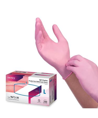 200-2000 PCS Tronex Pink XS - XL Nitrile Exam Gloves Chemo Rated Finger Textured Powder Free Medical Grade Non Latex Disposable Gloves (200 XS) 200 XS