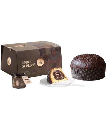 Amanti taste and passion Sublime Dark Artisan Panettone | Spalmable Sicilian Chocolate Cream Pot | Topped with Forest Strawberry Jam | Spalmino Homage | 1kg | Sicily
